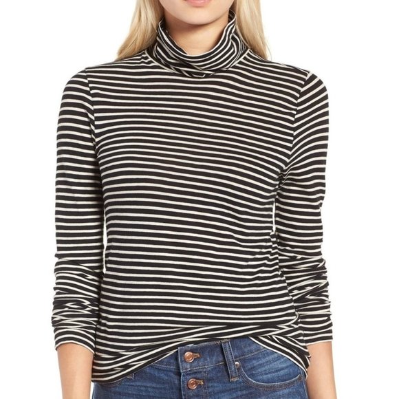 J Crew Stripe Tissue Turtleneck Tee 